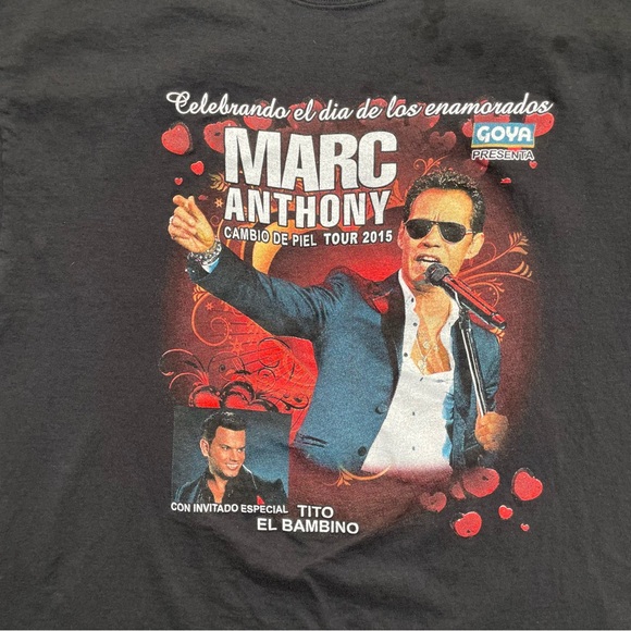 Marc Anthony 2015 Concert Tour T Shirt Mens L Black Double Sided Graphic Music - Picture 5 of 14